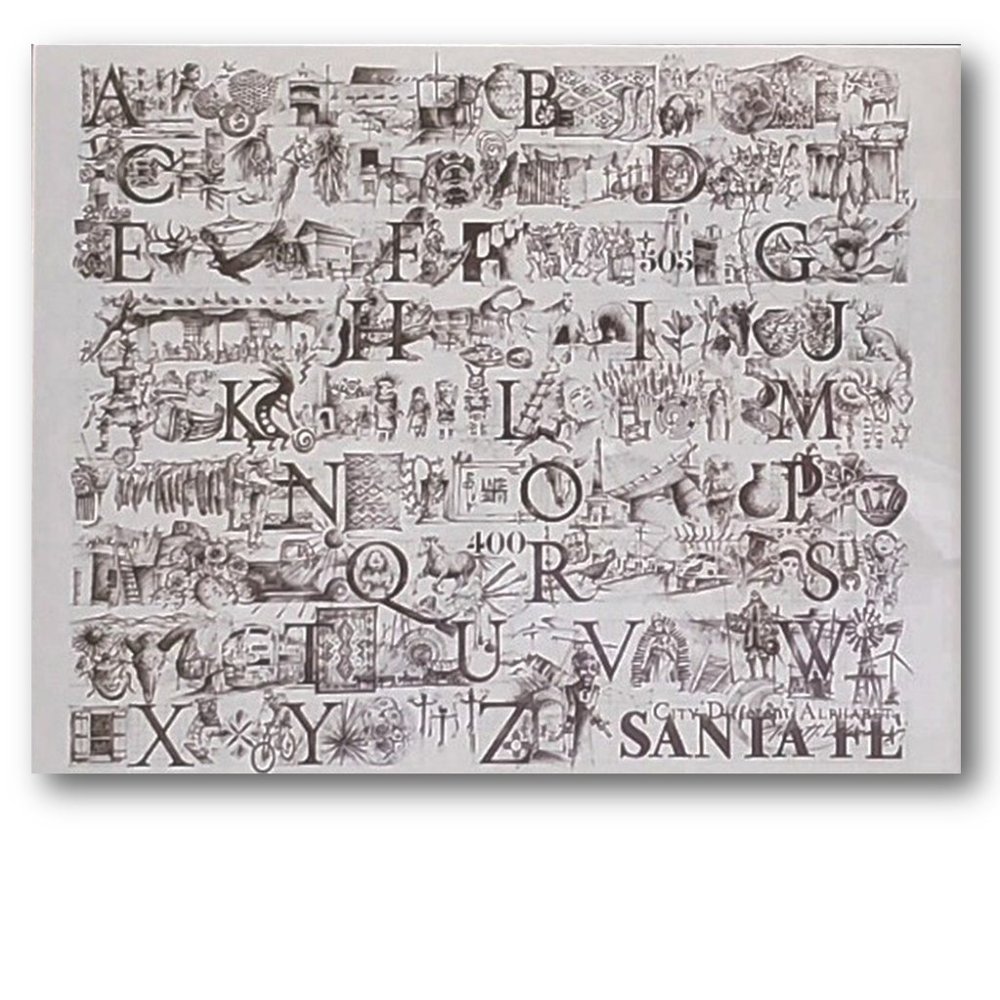 Small Santa Fe Alphabet, Hand Illustrated, Framed - Picture 3 of 14